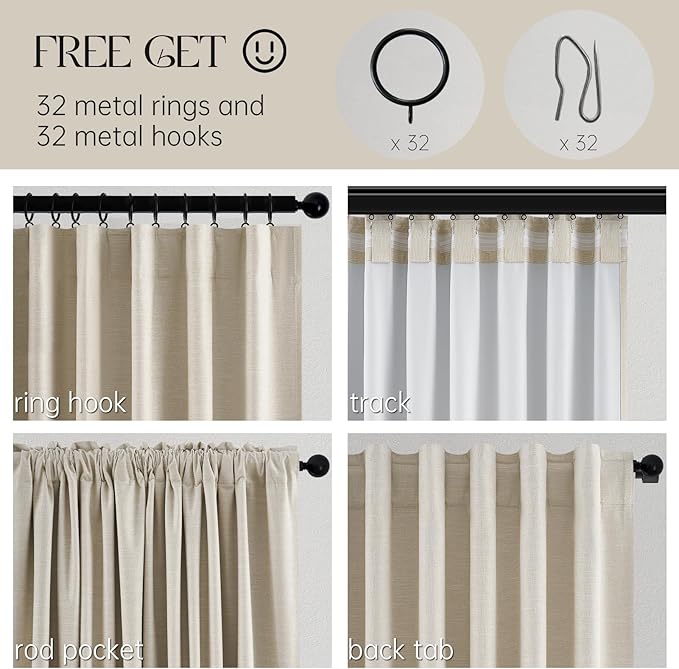 Topfinel Floor to Ceiling Curtains Drapery 108 Inches Long Black Out - Image 5