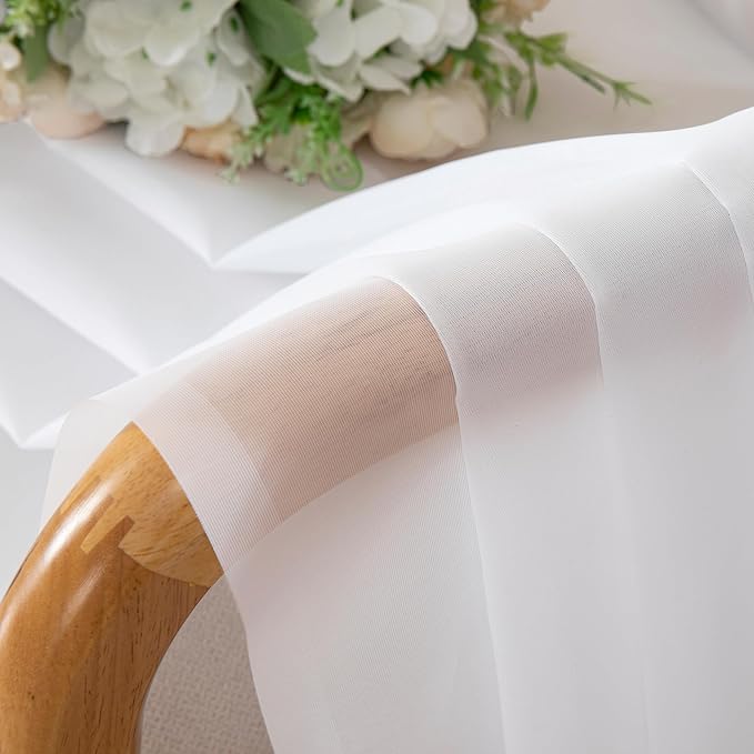 Aiyufneg White Sheer Valance for Window Curtains 24 Inch Length, Light - Image 2
