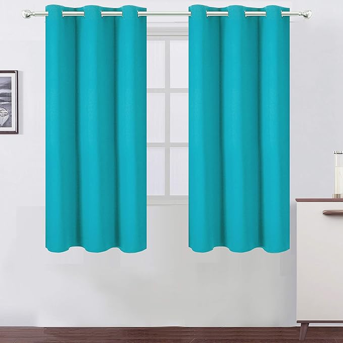 LEMOMO Turquoise/Teal Blackout Curtains/38 x 54 Inch/Set of Two Panels Grommet by Lemomo