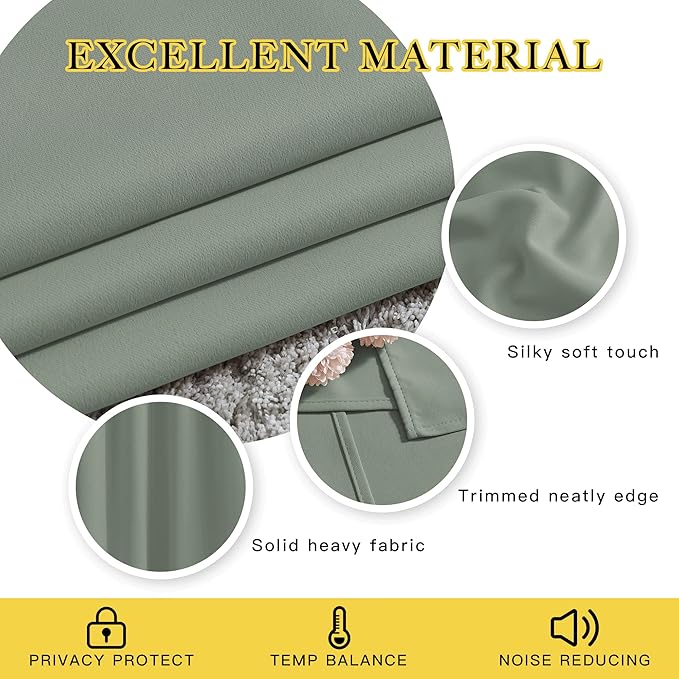 NICETOWN Sage Green Curtains 84 inch Length 2 Panels, Grommet Thermal Insulated - Image 4