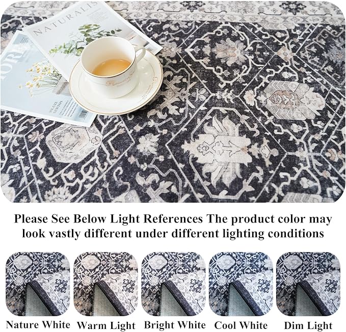 4x6 Living Room Area Rugs: Washable Non-Slip Boho Decorative Rugs - Image 3