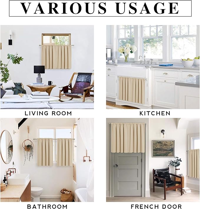 RYB HOME Short Curtains for Bedroom, Room Darkening Insulated Summer Heat Light - Image 6