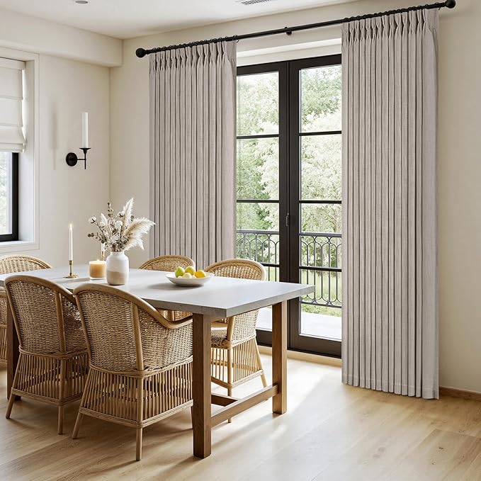 MIULEE Pinch Pleated Thick Linen Curtains 102 Inches Long 2 Panels - Image 3