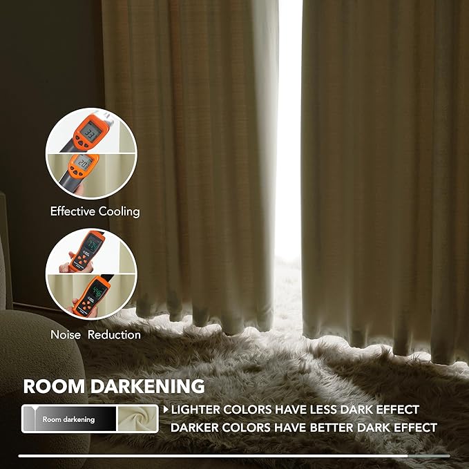 Deconovo Blackout Curtains, Thermal Insulated, W52 x L84 2 Panels, Back Tab - Image 7
