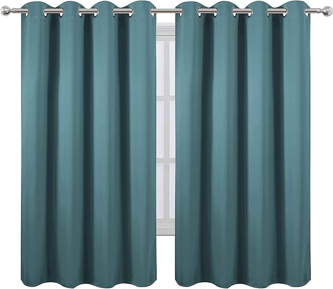 LEMOMO Sea Teal Blackout Curtains 66 x 63 Inch Length/Set of 2 Curtain - Image 2