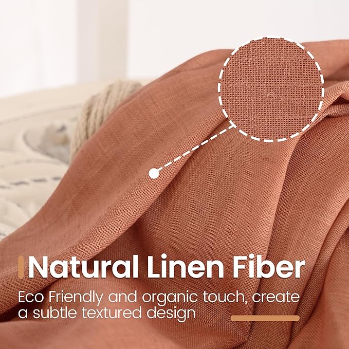 BGment Boho Terracotta Linen Curtains - Image 3