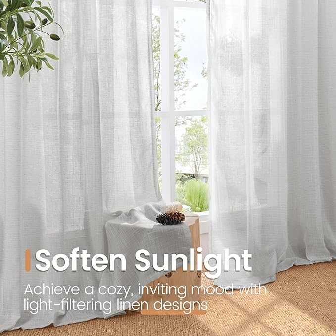 BGment Light Grey Linen Curtains - Image 4