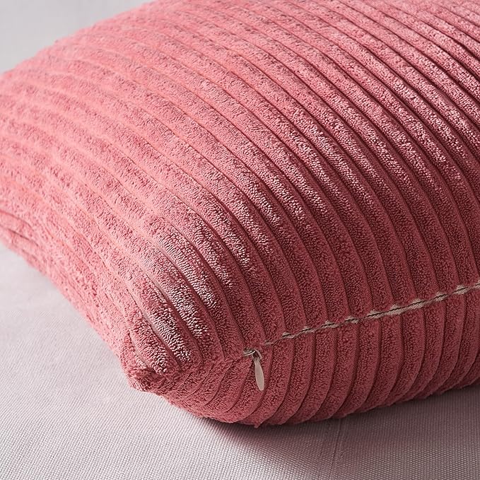 Topfinel Pink Throw Pillow Covers 16x16 Inch Set of 4, Soft Farmhouse Corduroy - Image 7