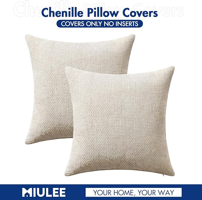 MIULEE Pack of 2 Couch Throw Pillow Covers 18x18 Inch Neutral Beige Modern Boho - Image 7