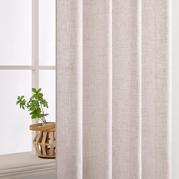 MIULEE Natural White Linen Curtains 84 Inch Length 2 Panels - Image 5