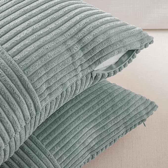Fancy Homi 2 Packs Grey Blue Decorative Throw Pillow Covers 16x16 Inch - Image 4