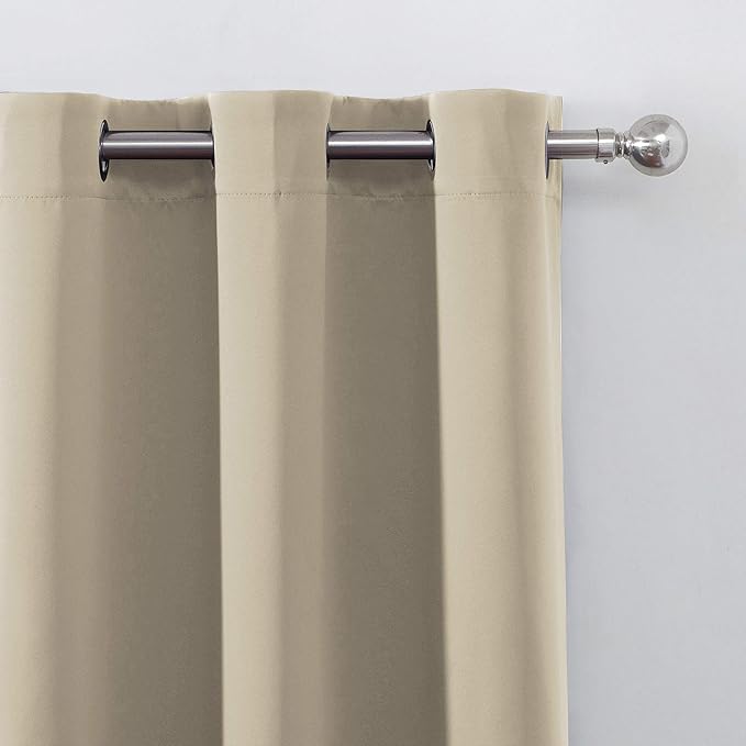 LEMOMO Beige Blackout Curtains 66 x 63 Inch Length/Set of 2 Curtain - Image 6