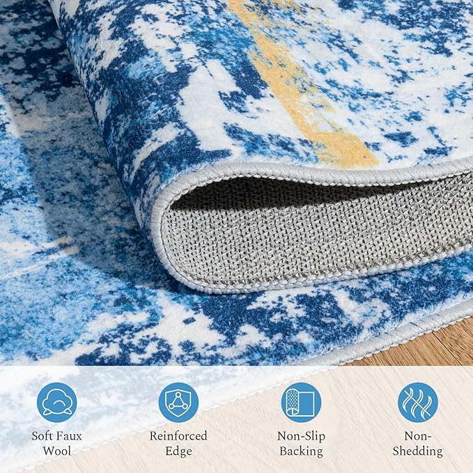 Rugflix 8x10 Area Rugs for Living Room, Washable Large Rug Stain-Resistant Low - Image 7