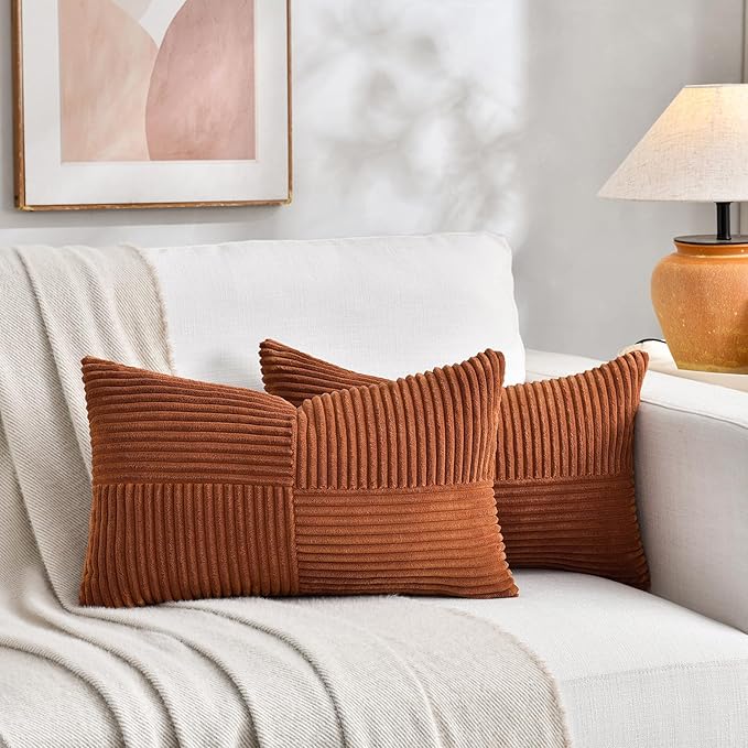 Fancy Homi 2 Packs Rust Lumbar Decorative Throw Pillow Covers 20x28 Inch - Image 7