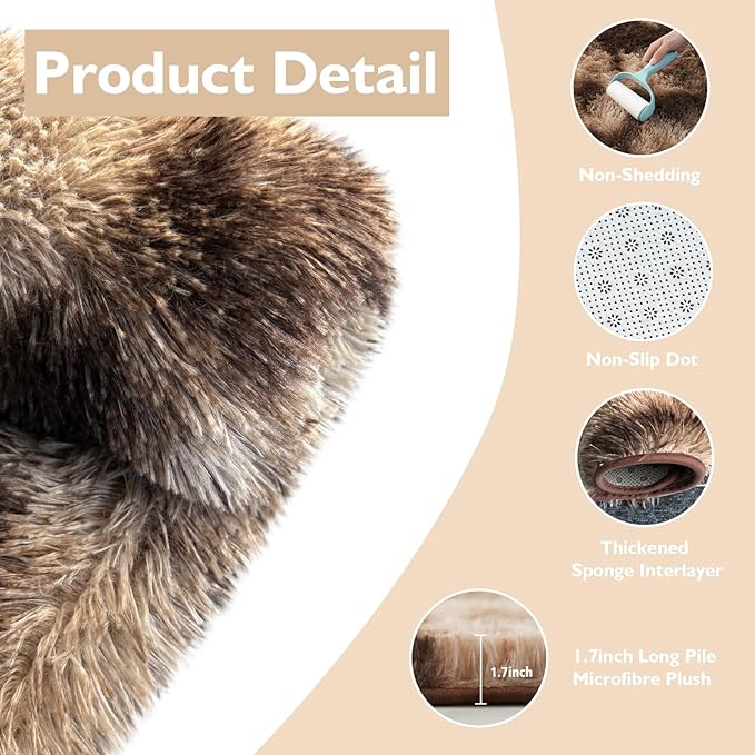 Shag Area Rug for Bedroom 5x8, Fluffy Area Rugs for Living Room, Soft Fuzzy Rug - Image 3