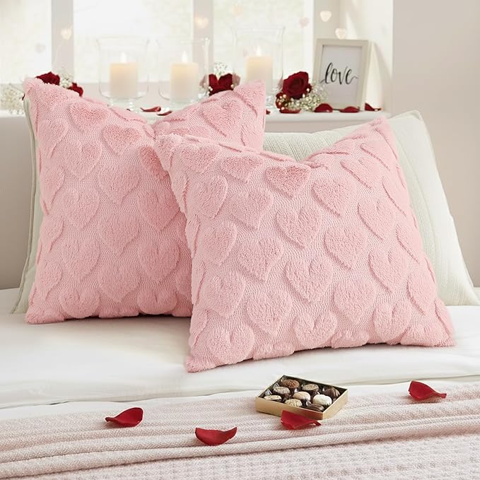 decorUhome Valentine’s Day Soft Plush Throw Pillow Covers 20x20 Inch Set of 2 - Image 3