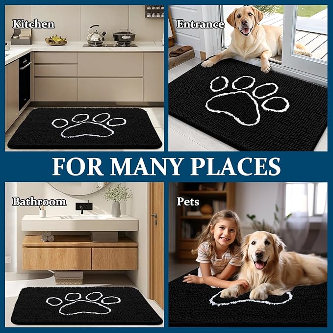 OLANLY Dog Door Mat for Muddy Paws 47x20, Paw Print Design, Absorbs Moisture - Image 8
