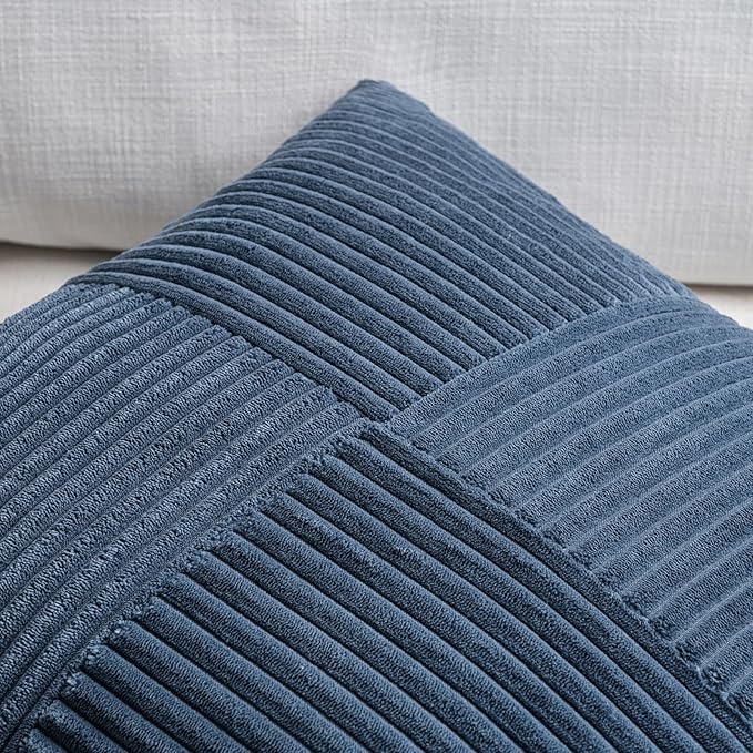 Fancy Homi 2 Packs Dusty Blue Decorative Throw Pillow Covers 22x22 Inch - Image 3