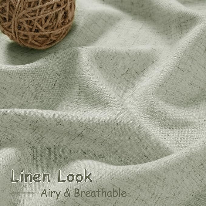 2 Panels Set Sage Green Linen Curtains 126 Inches Long - Image 5
