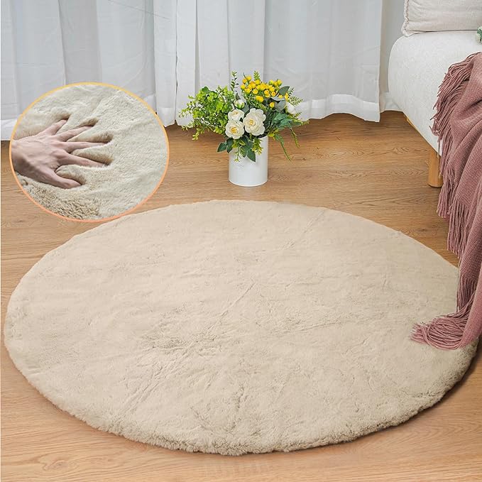 ORINOVA Camel Plush Shag Faux Rabbit Washable Fuzzy Fur Rugs by ORINOVA