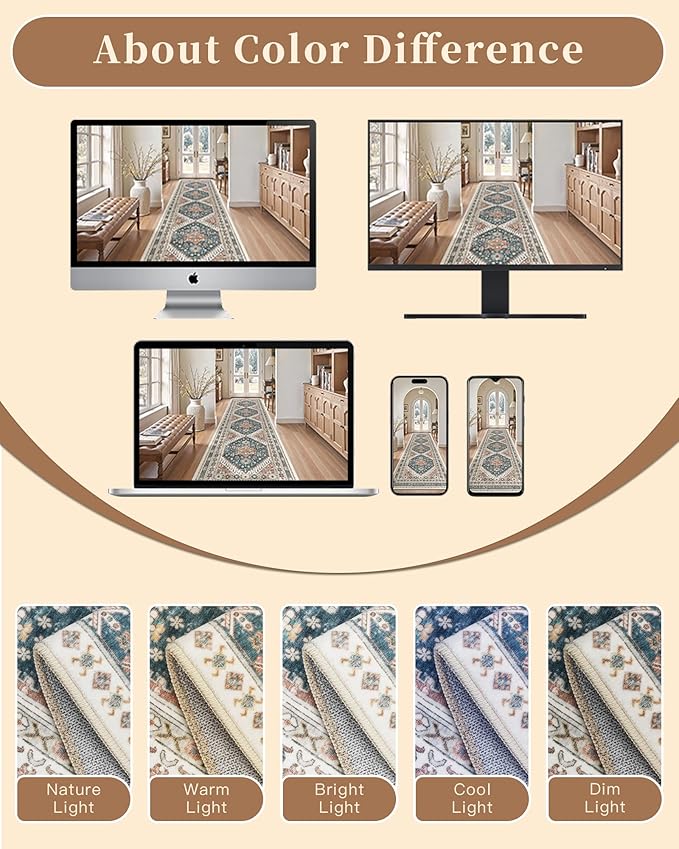 Madane Washable Area Rug 2x3, Small Entryway Rug Non-Slip Vintage Door Mat - Image 9