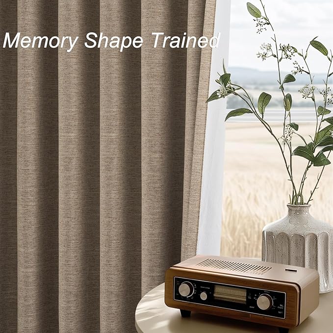 Topfinel Taupe Burlap Linen Blackout Curtains & Drapes 86 Inch Length 2 Panels - Image 4