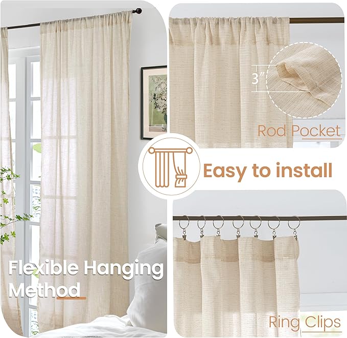 BGment Natural Linen Curtains 90 Inches Long - Image 6