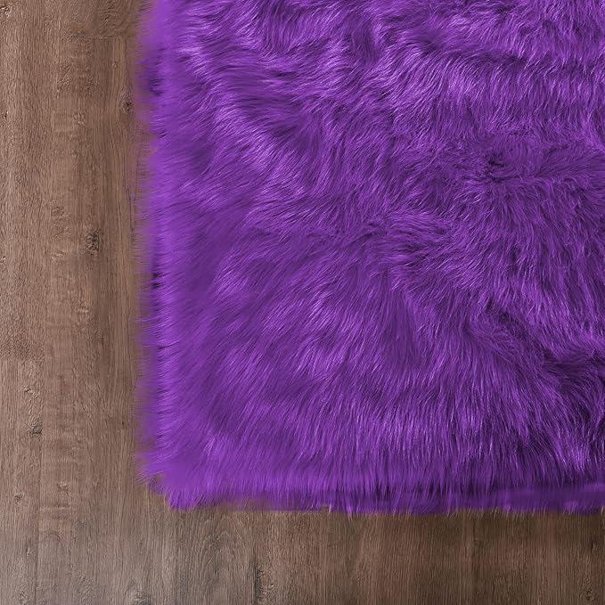 Goolela Purple Sheepskin Rug 4x6 Fluffy Fuzzy Furry Carpet - Image 7