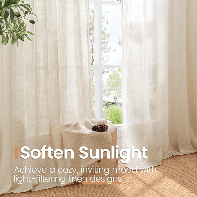 BGment Linen Curtains 84 Inch Length - Image 4