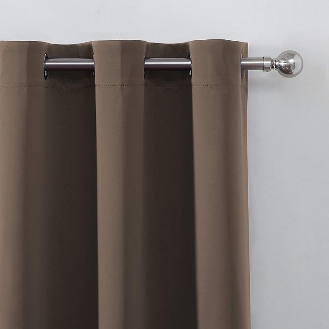 LEMOMO Chocolate Brown Thermal Blackout Curtains/42 x 72 Inch/Set of 2 Panels - Image 7
