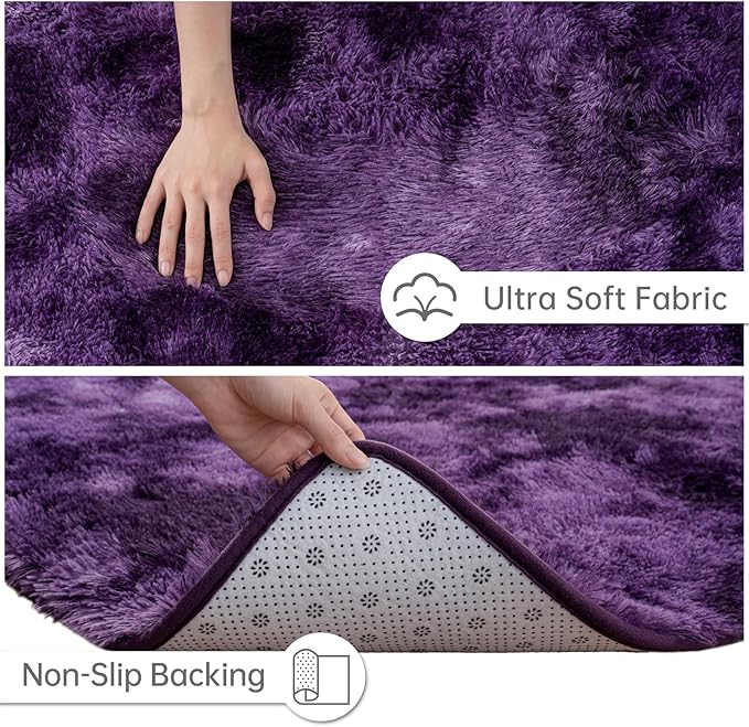 Goideal Fluffy Rug for Bedroom Living Room, 4x6 Purple Area Rugs, Faux Fur Shag - Image 6