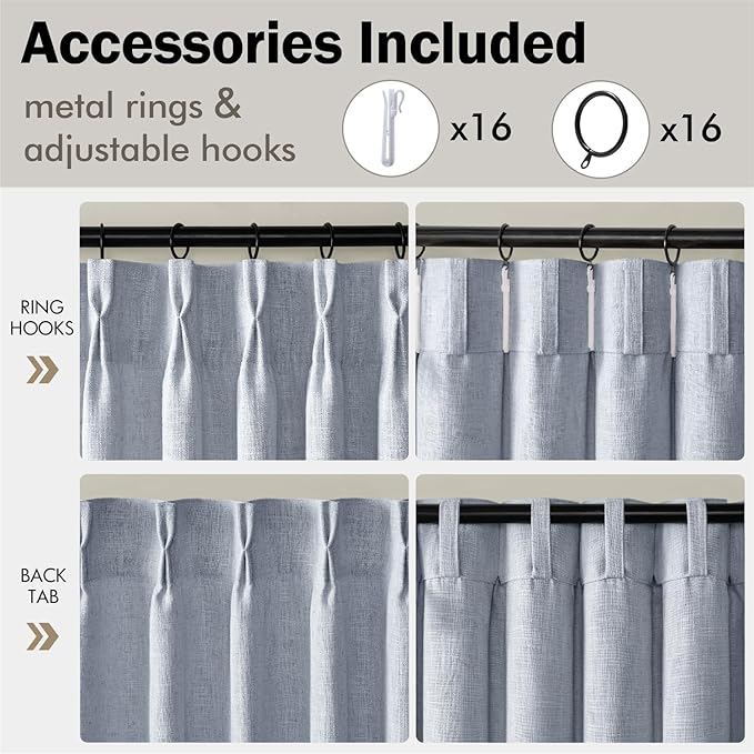 MIULEE Pinch Pleated Thick Linen Curtains 84 Inches Long 2 Panels - Image 8