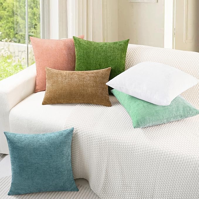 CaliTime Throw Pillow Covers Decorative 12 X 20 Inches Pack of 2 Cozy Chenille - Image 4