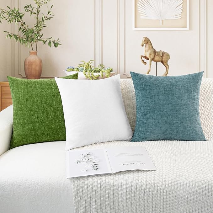 CaliTime Throw Pillow Covers Decorative 26 X 26 Inches Pack of 2 Cozy Chenille - Image 5