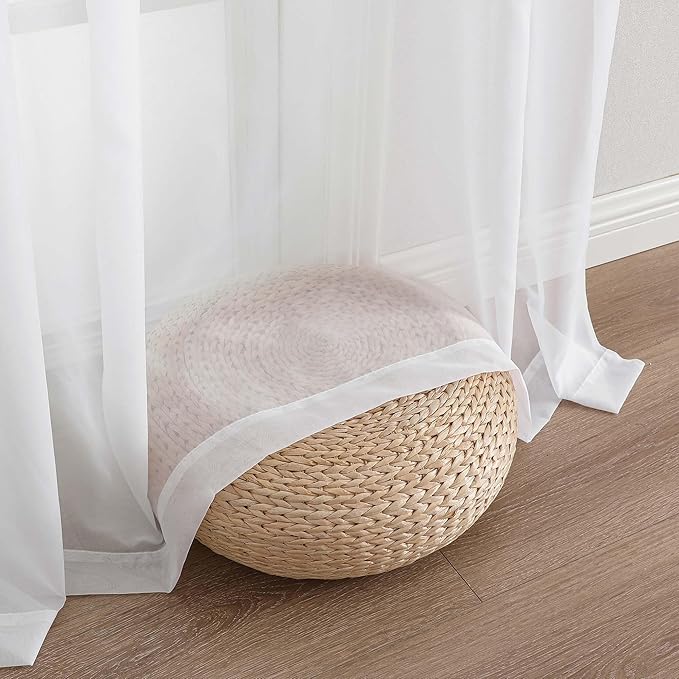OVZME White Sheer Curtains 72 Inches Long 2 Panels Set, Light Filtering Sheer - Image 5