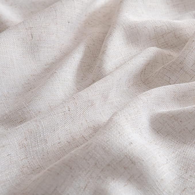 MIULEE Natural White Linen Curtains 84 Inch Length 2 Panels - Image 4
