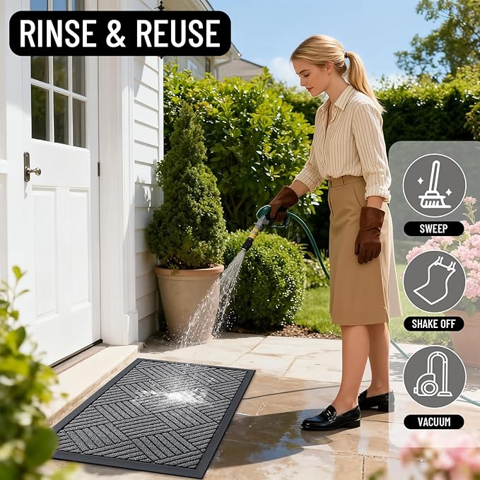 OLANLY Front Door Mat Outside Entrance 47x23, Heavy Duty Sturdy Natural Rubber - Image 7