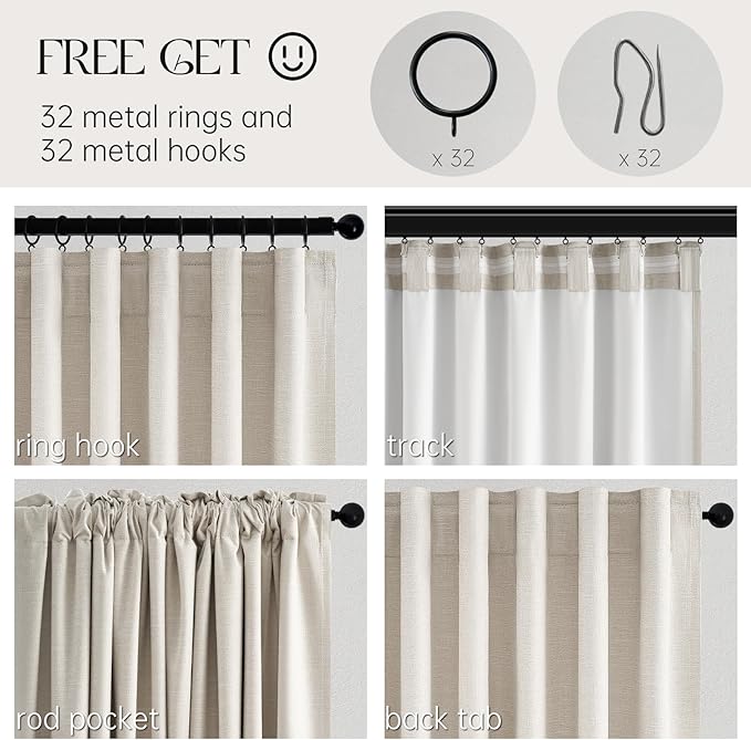 60 Inches Extra Wide Natural Linen Blackout Curtains 84 Inch Length - Image 4