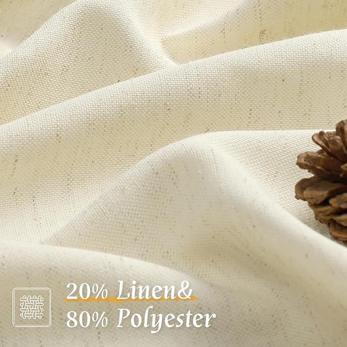 LAMIT Natural Light Beige Linen Curtains 84 inch Long 2 Panels, Soft Thick - Image 2