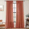 120 inch Linen Terracotta Curtains 2 Panels by Jolilight