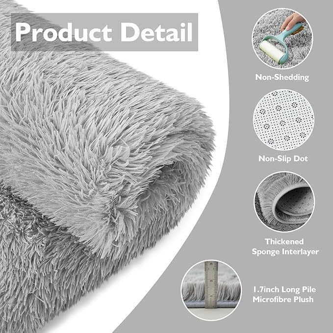 yulidayang Soft Round Area Rug for Kids Bedroom, Fluffy Fuzzy Shaggy Rug - Image 3