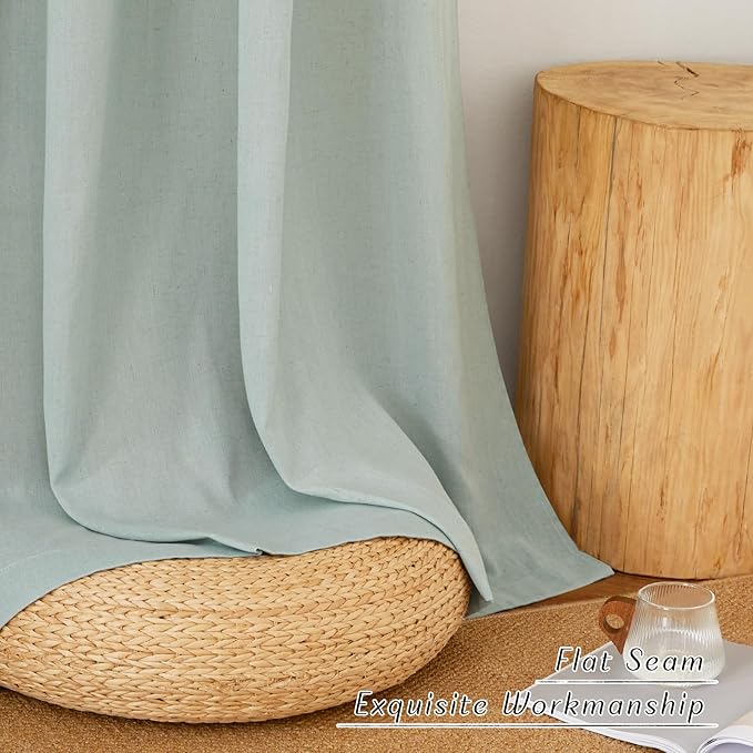 NICETOWN Flax Linen Sage Green 108 inch Curtains, Grommet Thick Linen Blend - Image 6