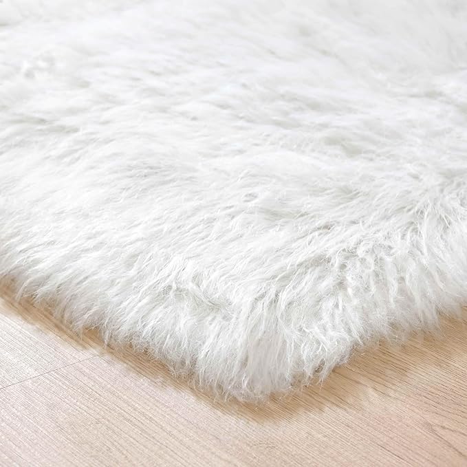 Goolela White Sheepskin Area Rug 8x10 Fluffy Fuzzy Furry Shag Rug - Image 6