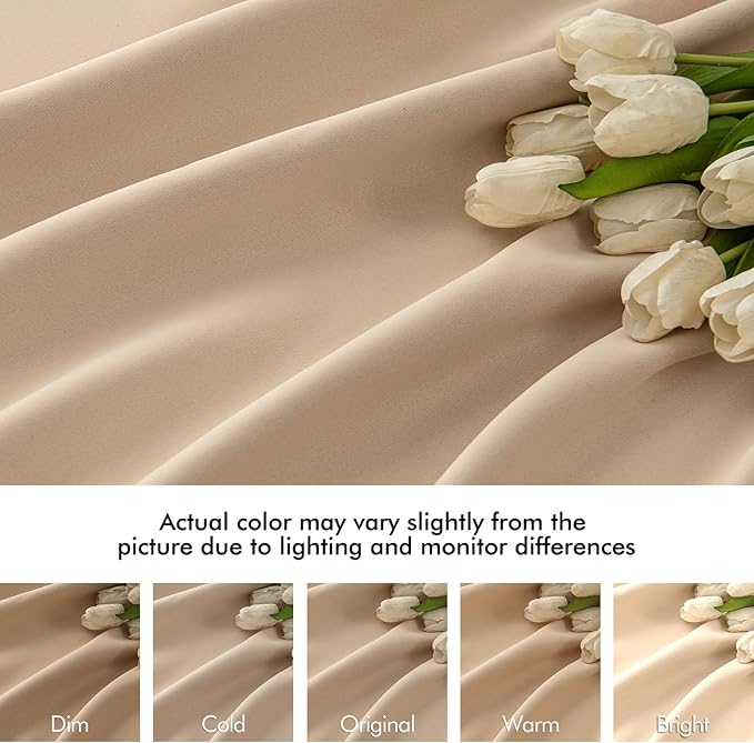 MIULEE Back Tab Beige Curtains 90 Inch Long 2 Panels Set - Image 8