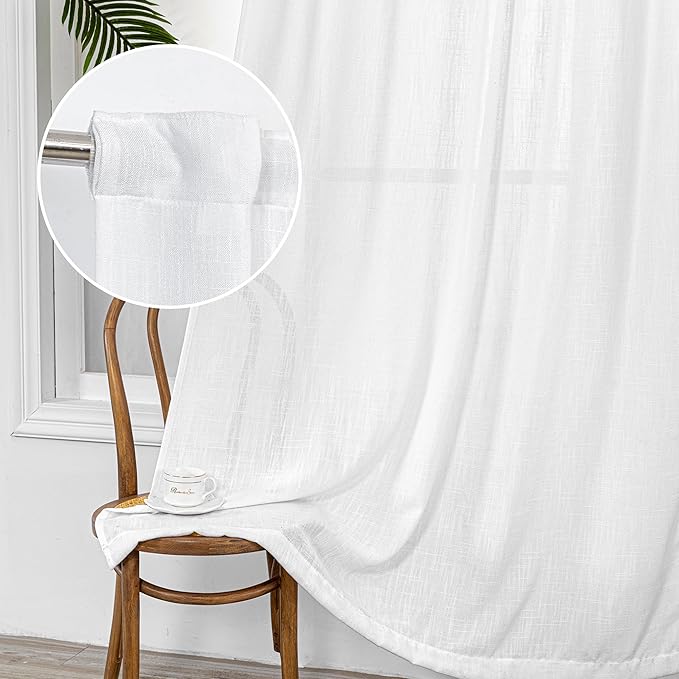 MYSKY HOME Floor to Ceiling Curtains 108 Inches White Sheer Window Drapes 2 - Image 9