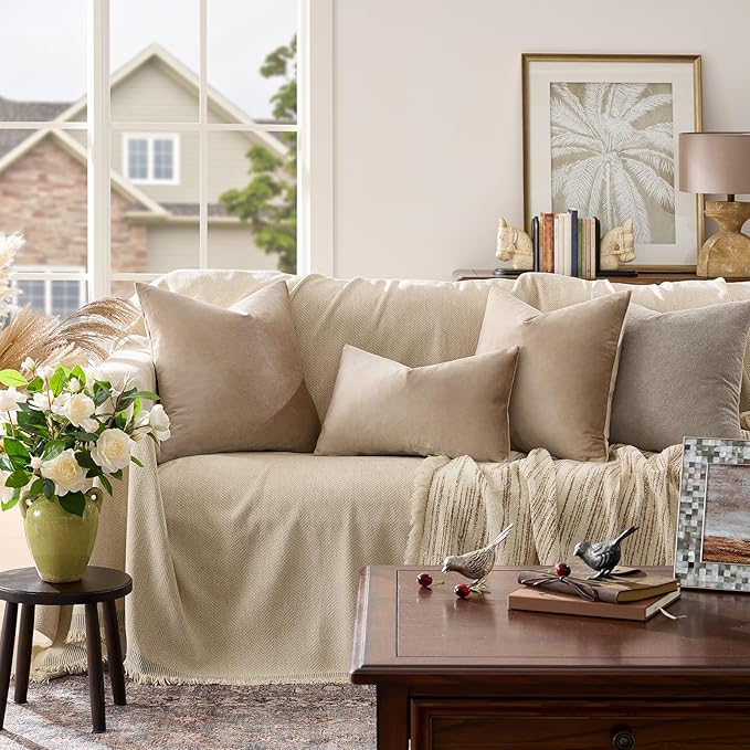 GIGIZAZA Decorative Throw Pillow Covers 24x24, Velvet Pillow Square Cushion - Image 2