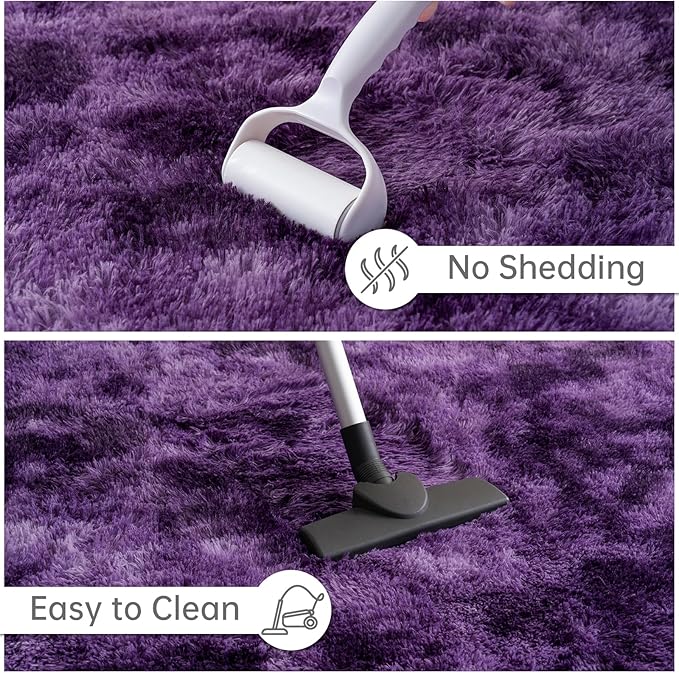 Goideal Fluffy Rug for Bedroom Living Room, 4x6 Purple Area Rugs, Faux Fur Shag - Image 7
