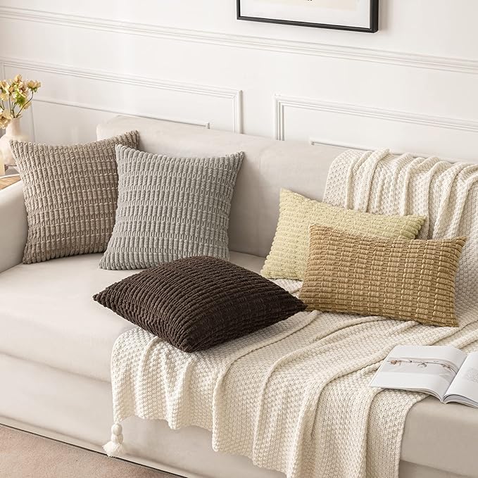 MIULEE Pack of 2 Corduroy Decorative Throw Pillow Covers 16x16 Inch Soft Boho - Image 4