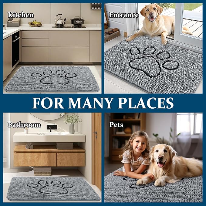 OLANLY Dog Door Mat for Muddy Paws 30x20, Paw Print Design, Absorbs Moisture - Image 8