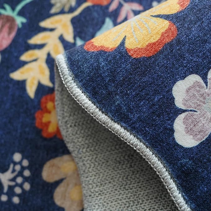 Washable 3x6 Hallway Runner Rug: Low-Pile Floral Scalloped Entryway Runners - Image 4